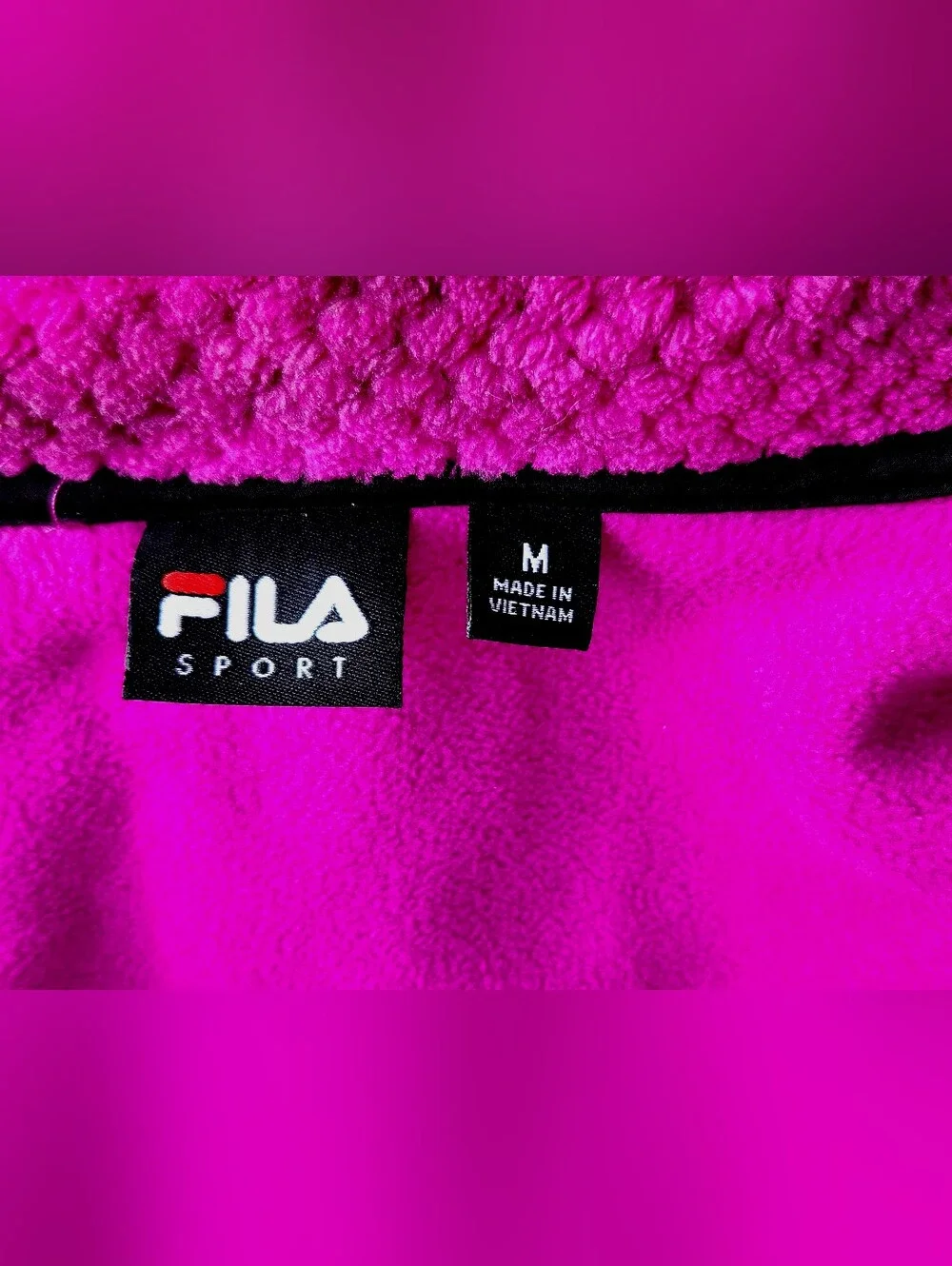 Fila Magenta and Black Teddy Fleece Jacket